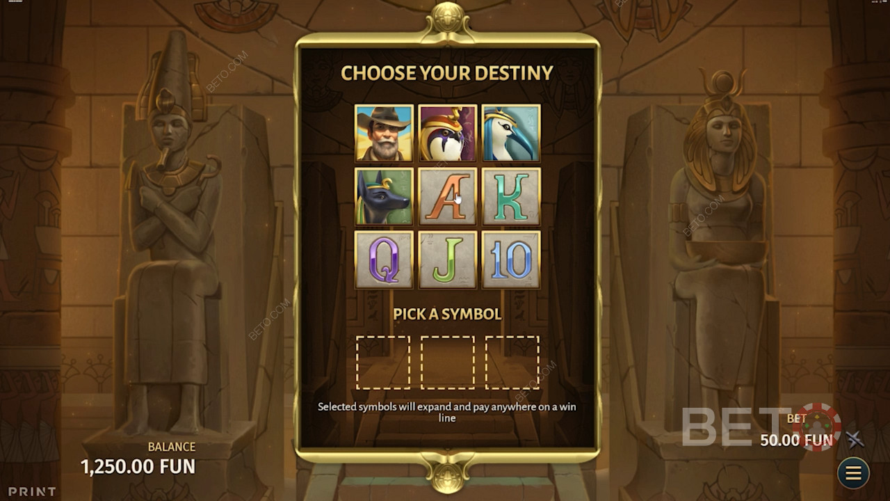选择任何基本符号作为奖励游戏的扩展符号
