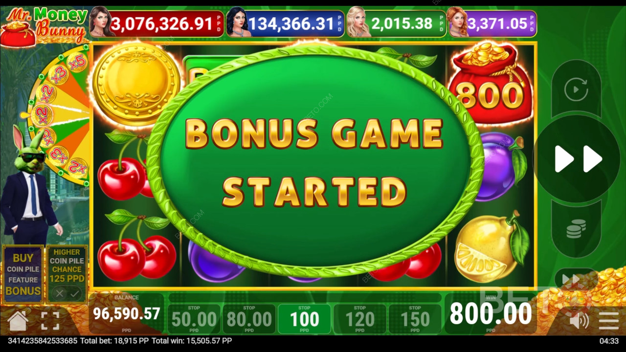 Pateplay 《金钱兔》中的奖金功能说明