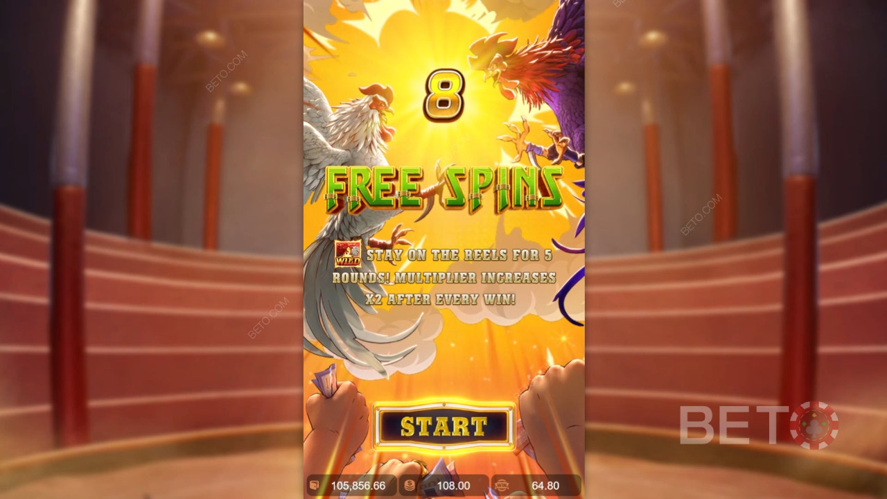 Rooster Rumble 中的奖励功能说明PG Soft