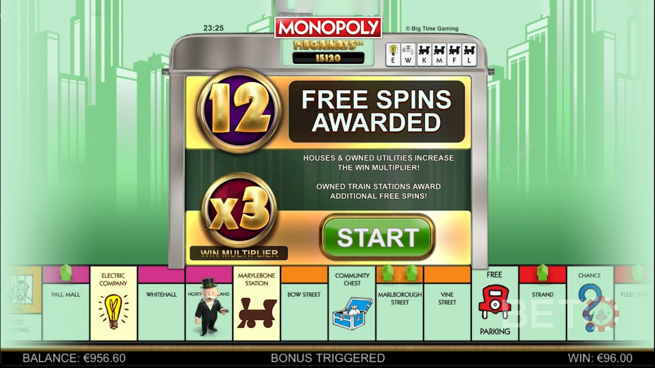自由旋转功能和其他促进剂在Monopoly Megaways