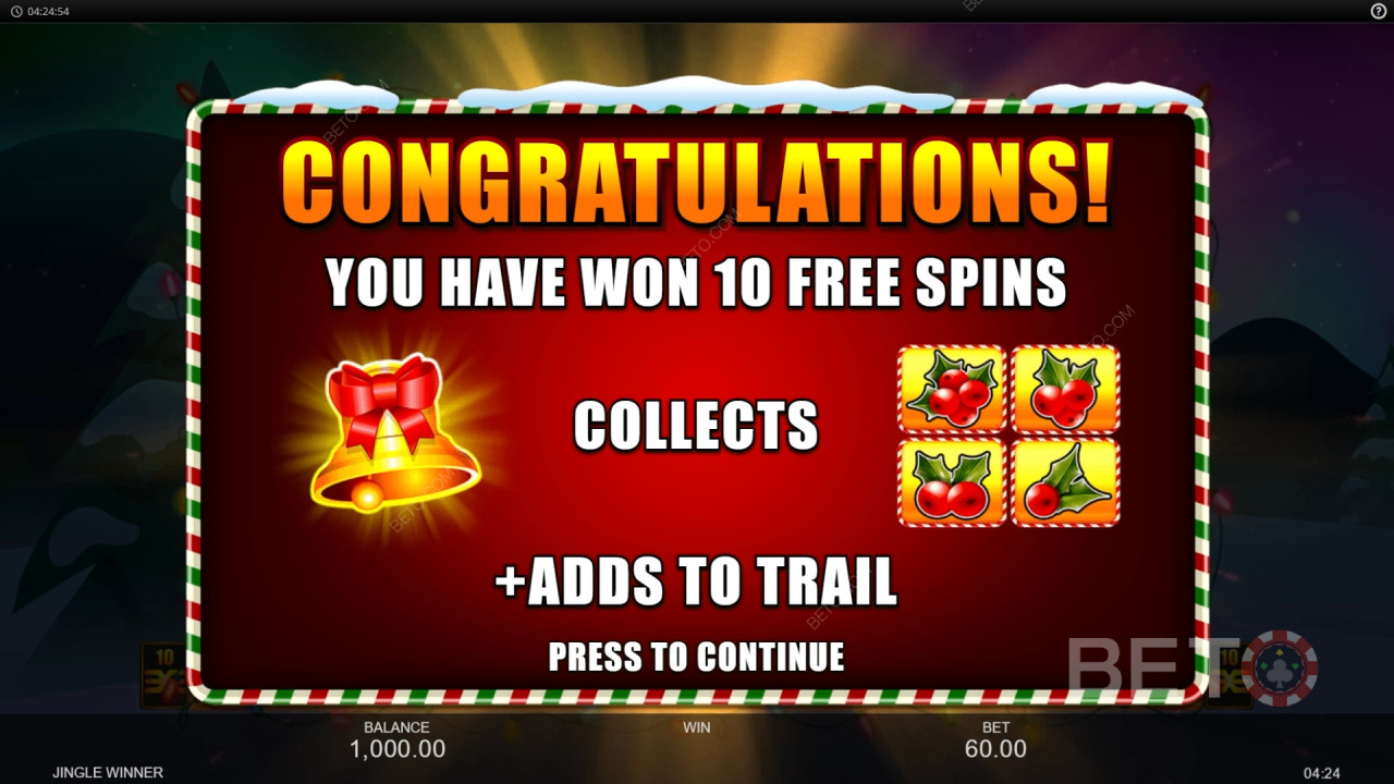 Jingle Winner》中的奖励功能说明Inspired Gaming