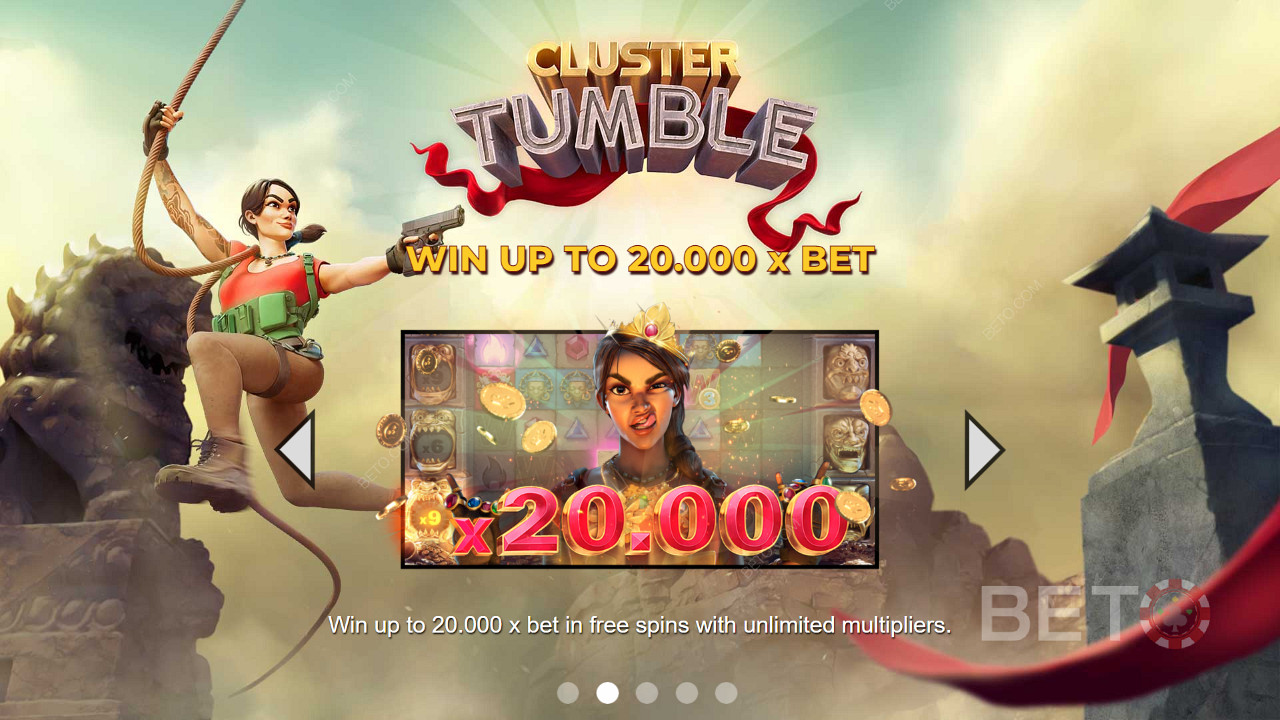 在Cluster Tumble在线老虎机中赢取高达 20,000 倍本金的奖金