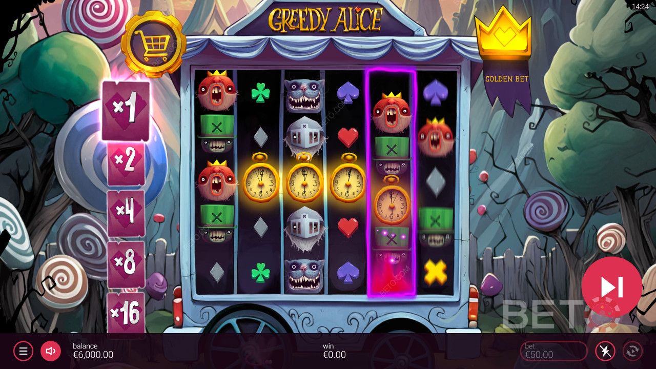 在 Greedy Alice 视频老虎机中赢取 20,000 倍投注额！