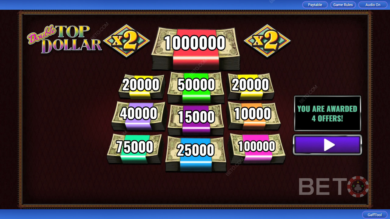 双倍最高奖金》中的奖金功能说明IGT