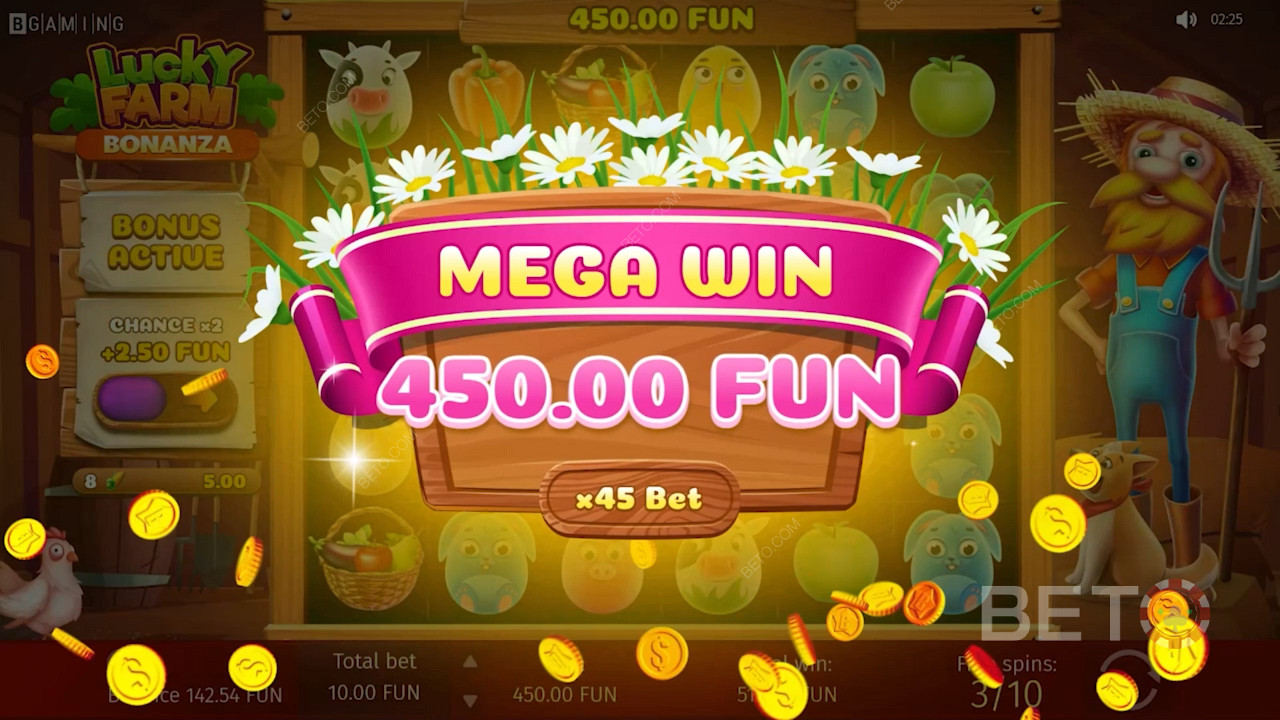 在 "幸运农场 "赌场游戏中获得甜蜜的奖金。