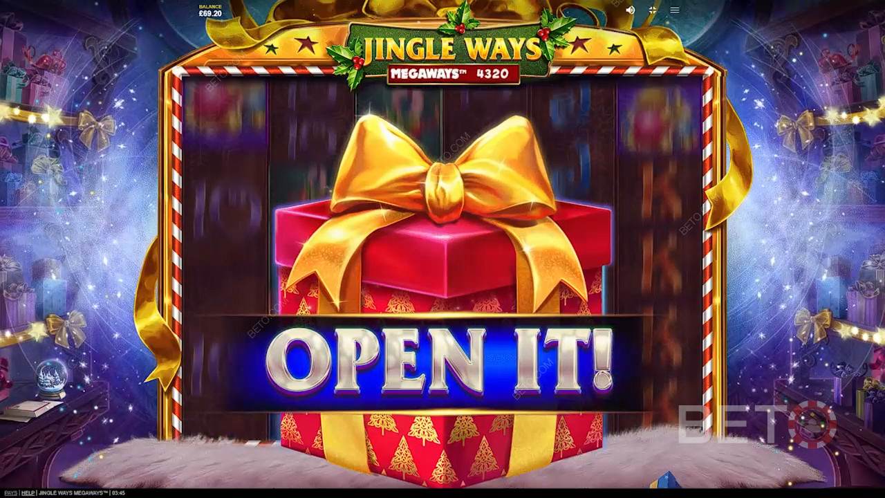 打开礼物以显示 Jingle Ways Megaways 老虎机的强大功能
