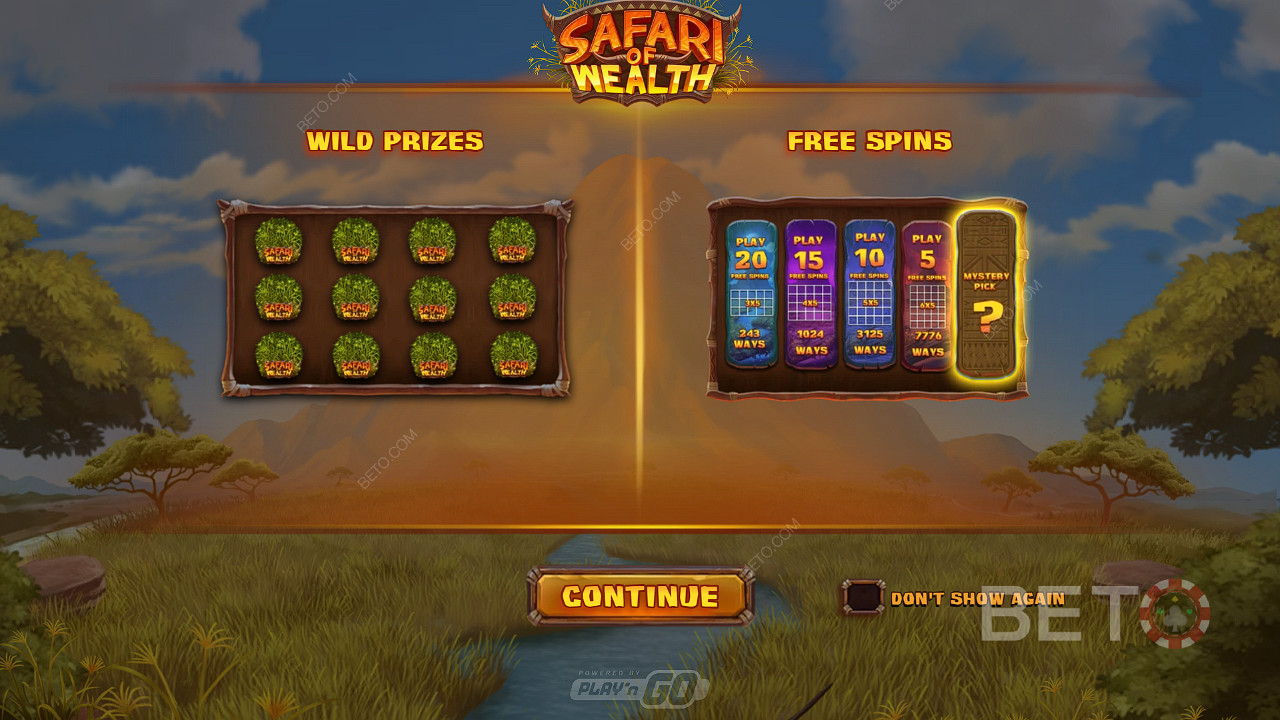 在Safari of Wealth老虎机中，通过狂野奖金和自由旋转获得巨大的胜利。