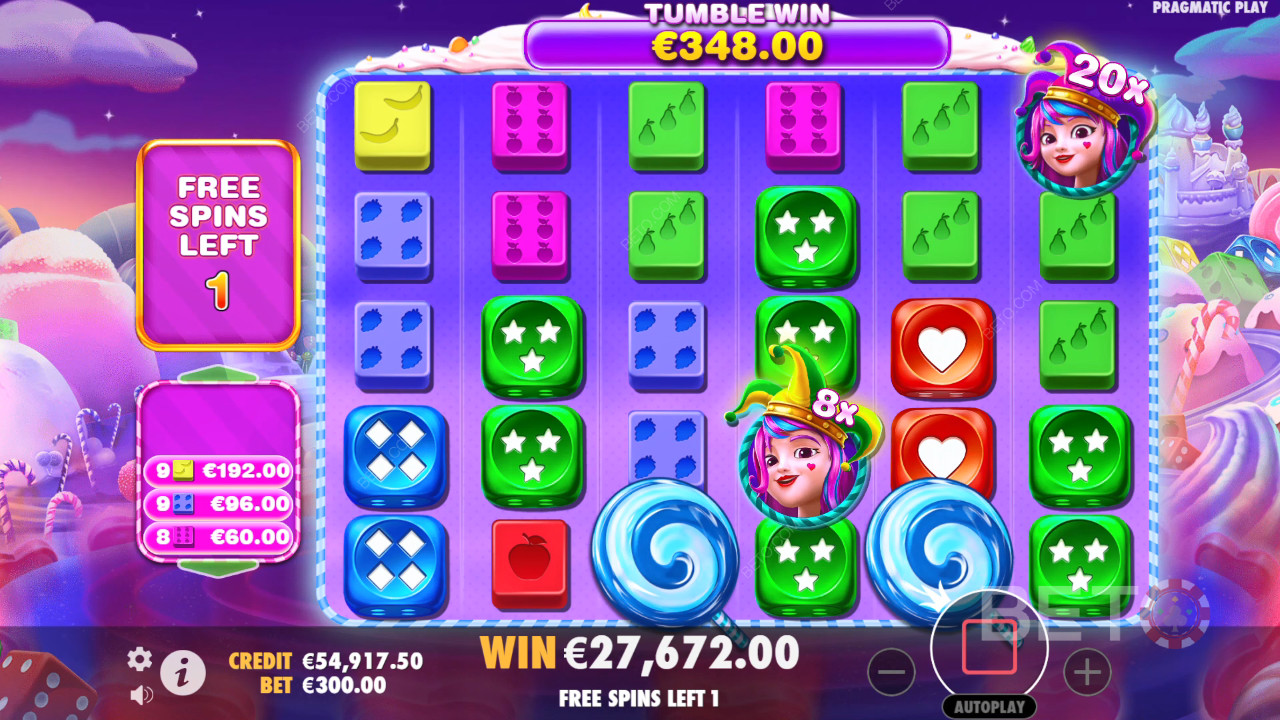 Sweet Bonanza 1000 Dice 中的奖励功能说明，作者为Pragmatic Play