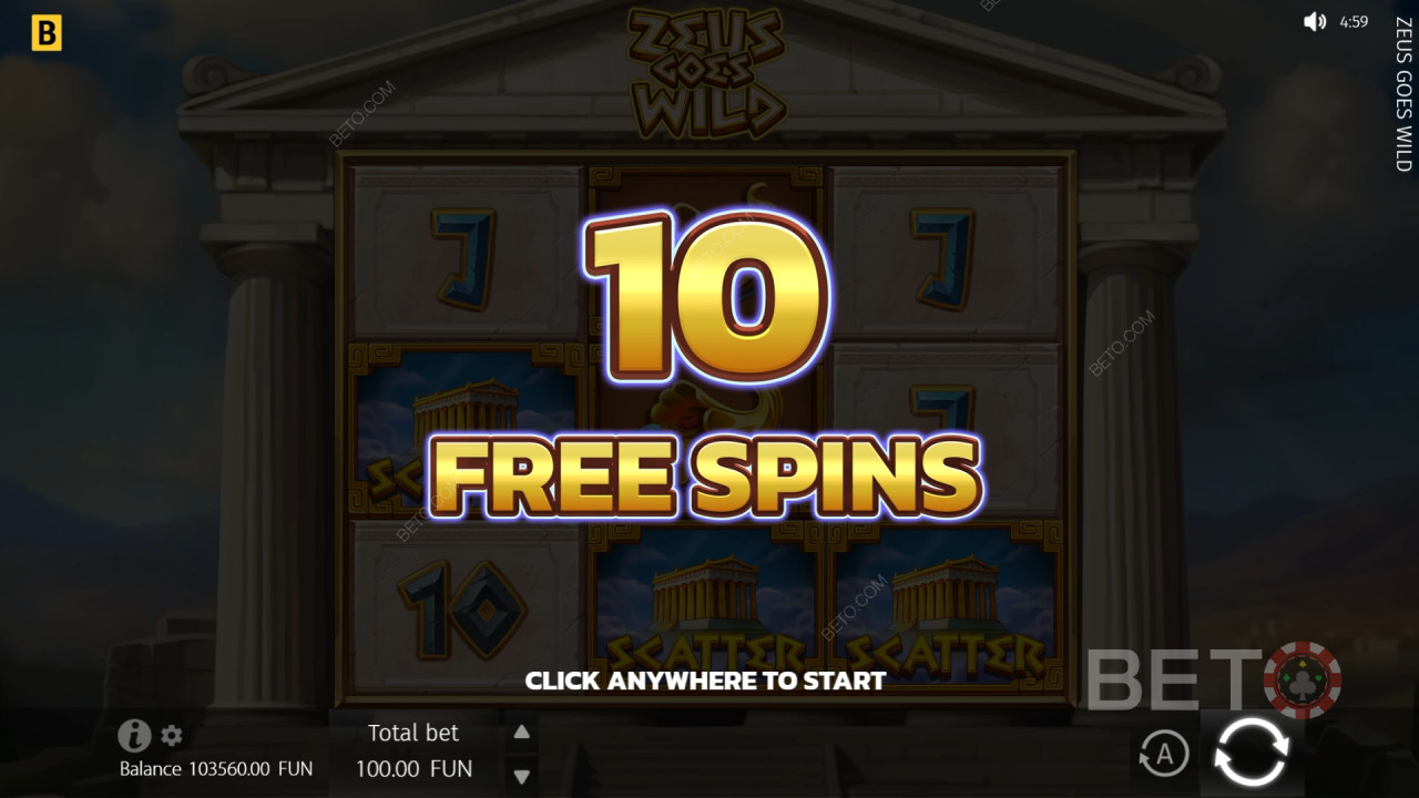 BGaming 《宙斯的狂野》中的奖励功能说明