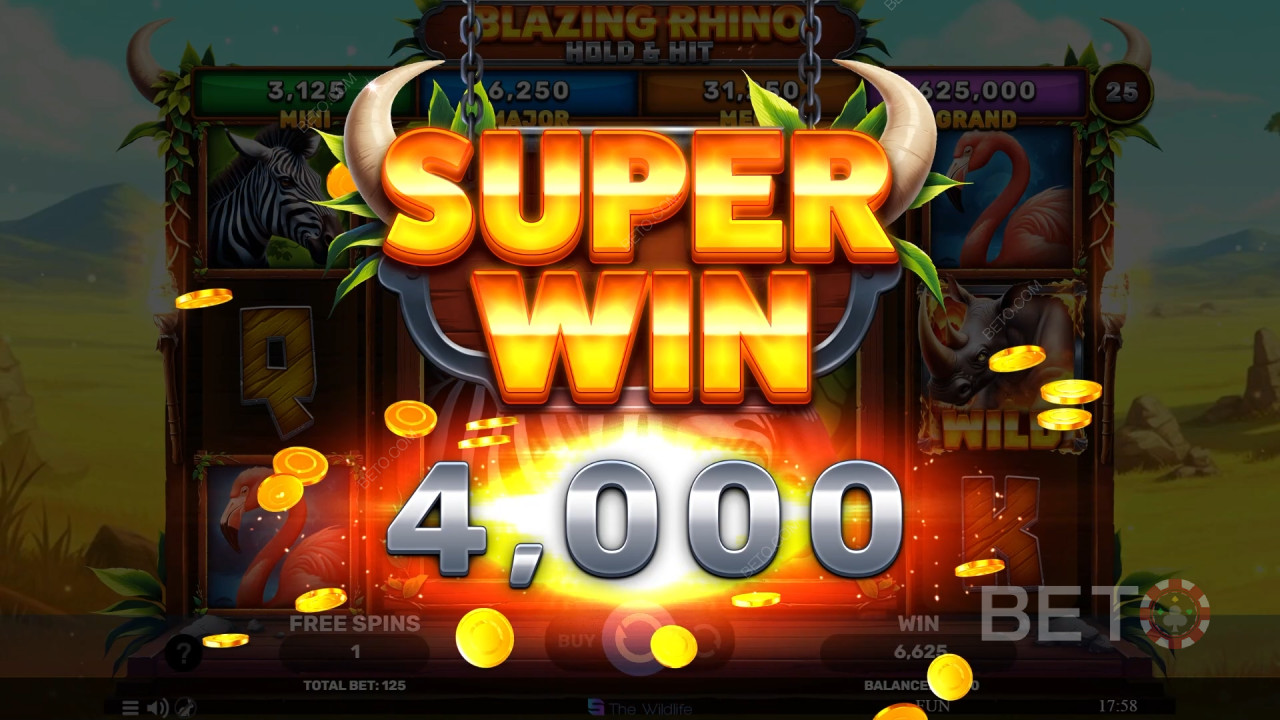 Blazing Rhino Hold & Hit 评论：BETO 老虎机