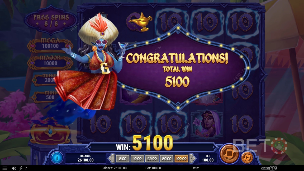 1001 个神秘精灵的财富》中的奖金功能说明Play