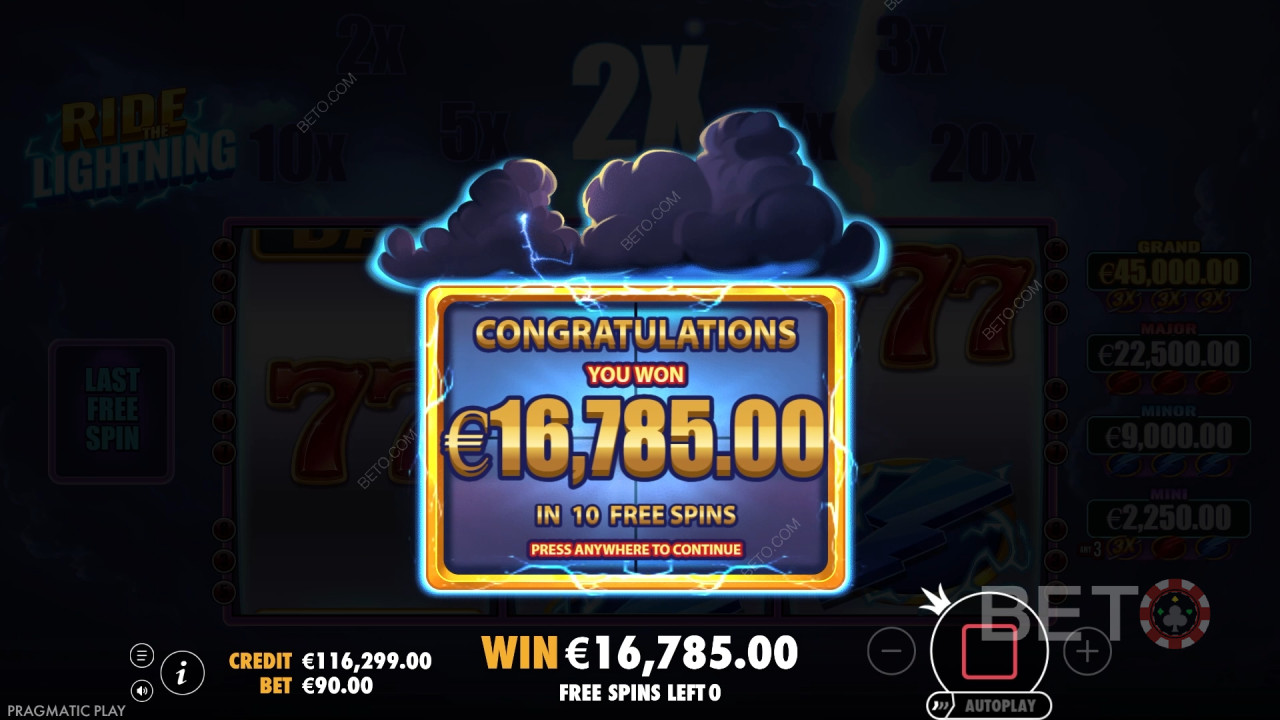在 Ride the Lightning 在线老虎机中赢取 10,000 倍投注额！