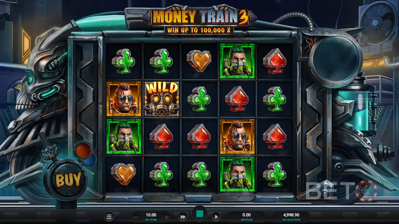 在 "金钱列车 3 "老虎机的基础游戏中享受一轮稳固的 "循环轮回 "游戏