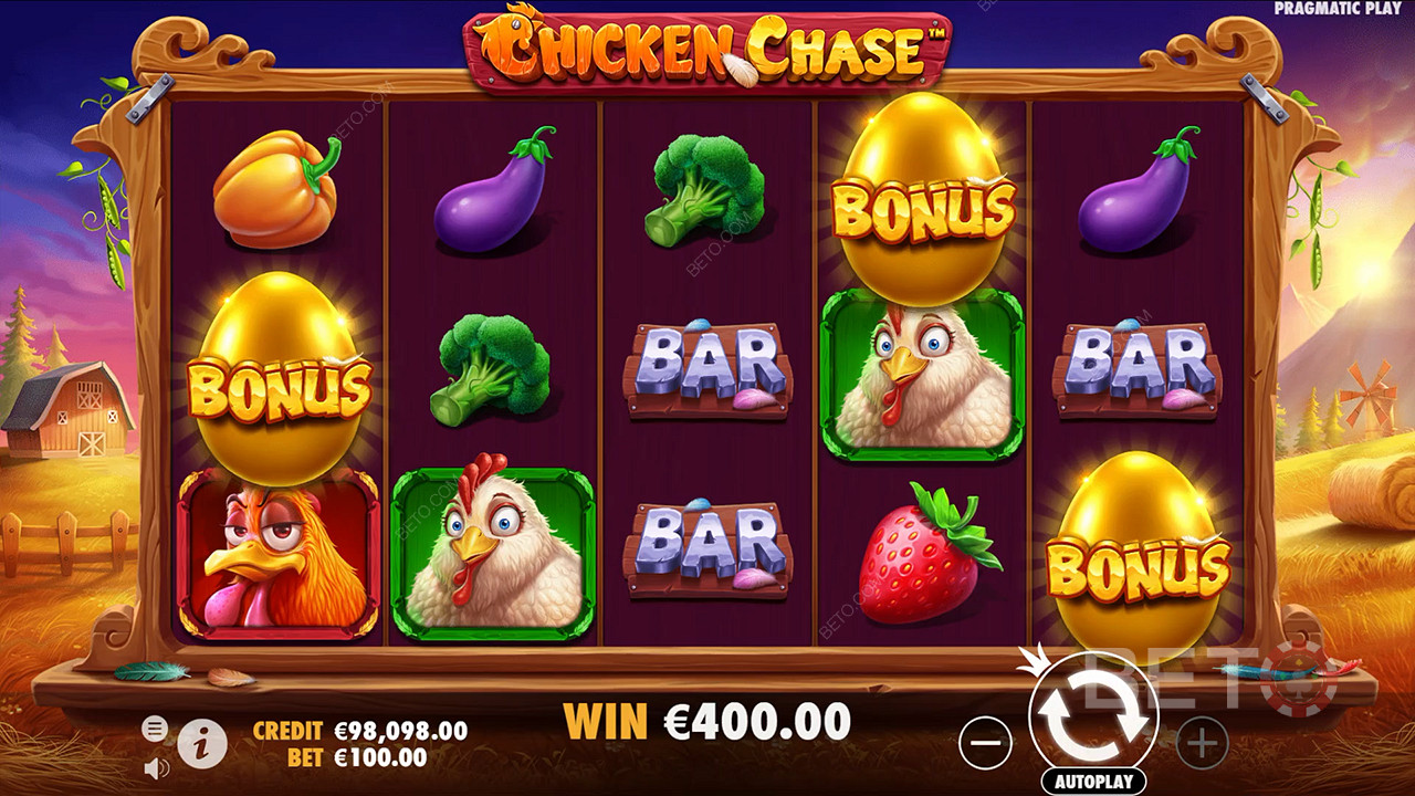 在 Chicken Chase 老虎机中赢取 210 倍投注额！