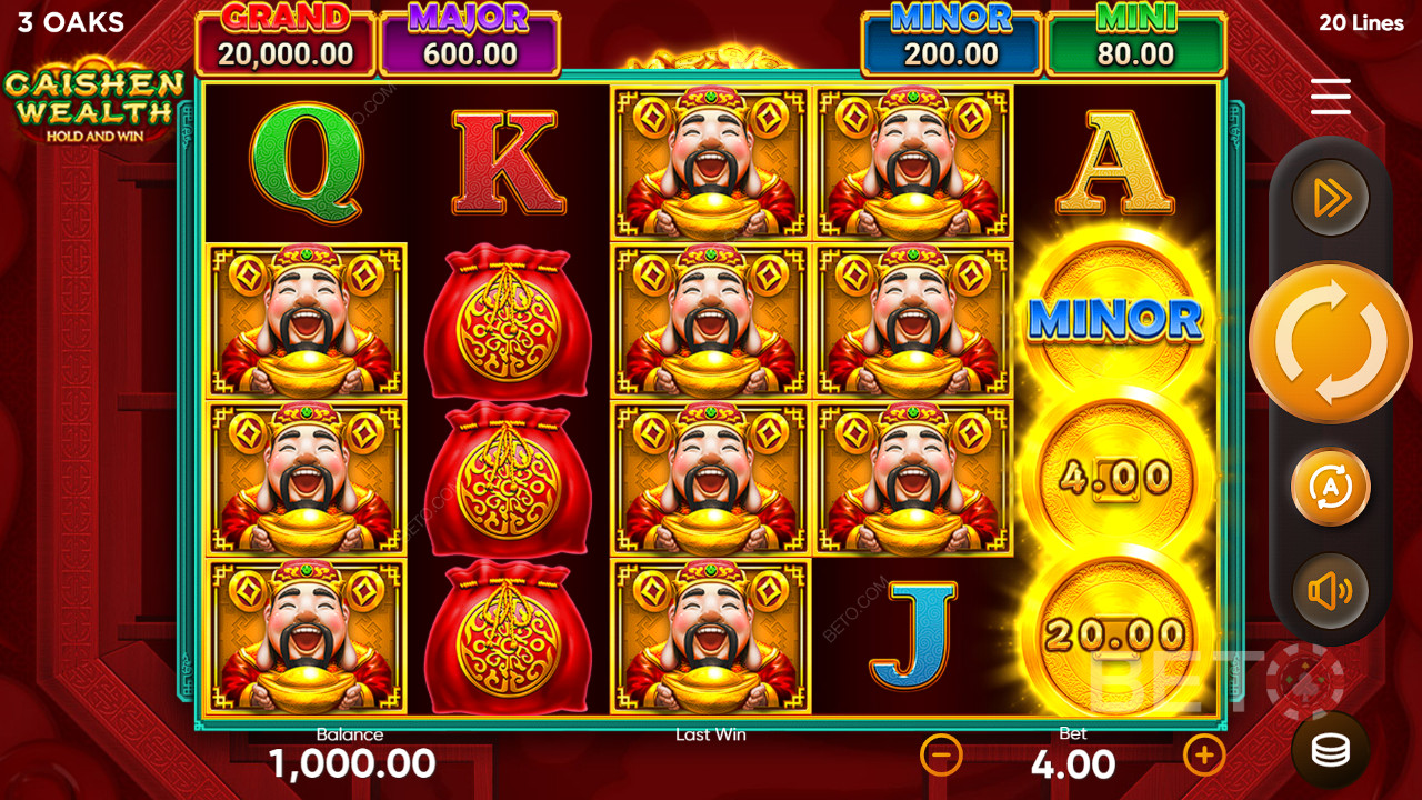 BETO 老虎机的 Caishen Wealth Hold and Win 评论
