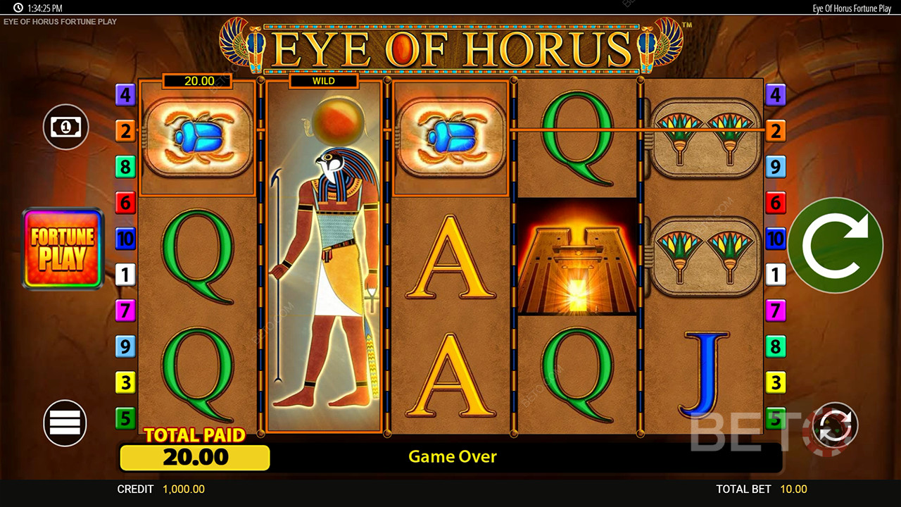 在荷鲁斯之眼 Fortune Play 在线老虎机中赢取 50,000 倍投注额！