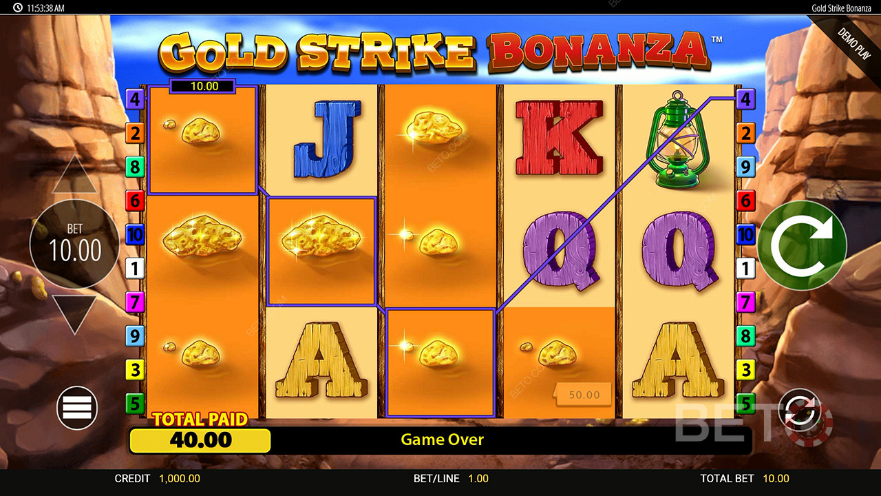 在 Gold Strike Bonanza Fortune Play 老虎机中赢取 2,500 倍投注额！